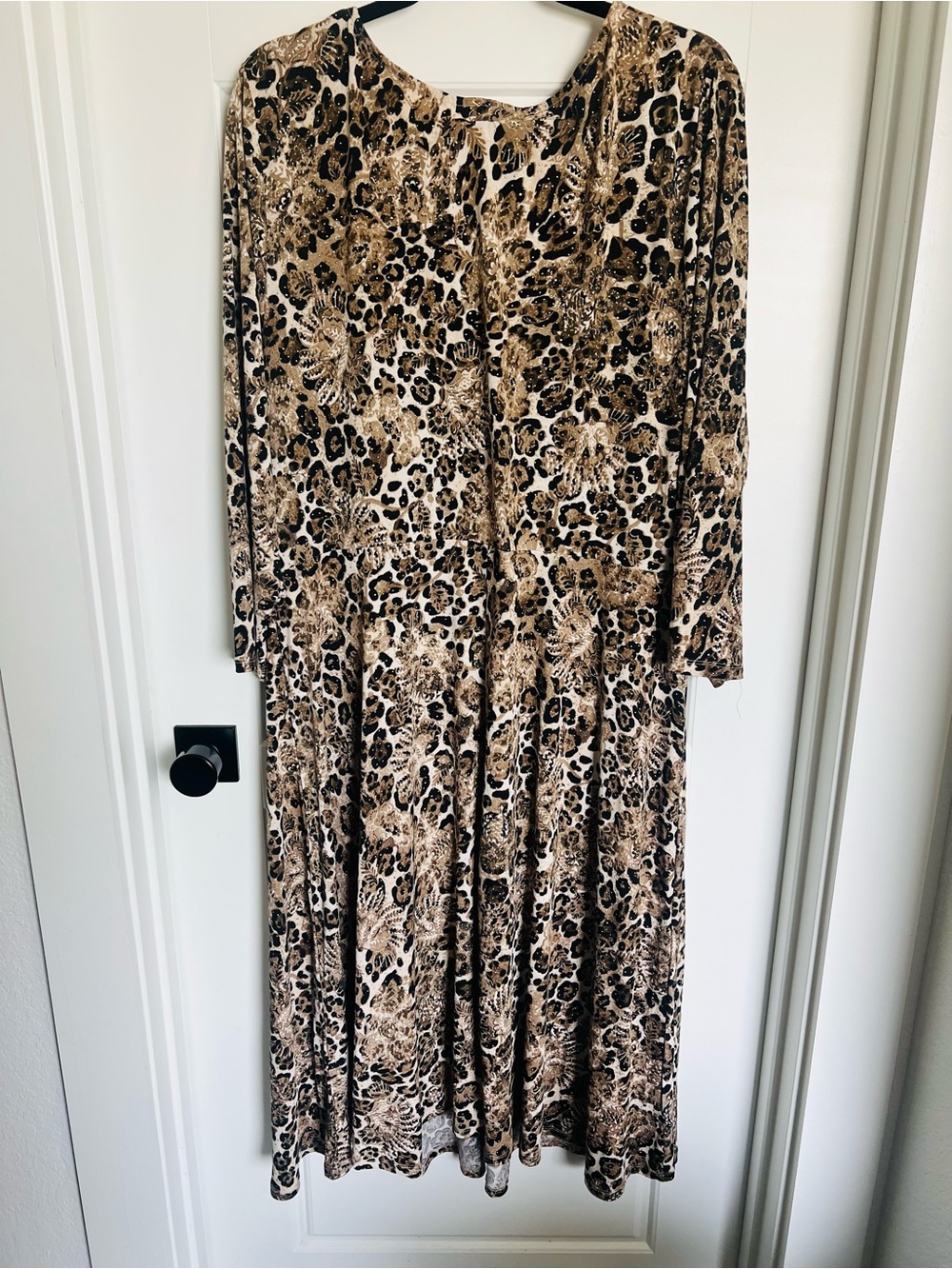 Ruby Rd. Leopard Print Twist-Waist Long Sleeve Dress - Brown/Black - Picture 4 of 4